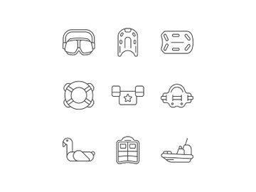 Swimming lessons linear icons set preview picture