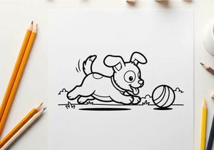 Cute puppy playing with soccer ball vector illustration