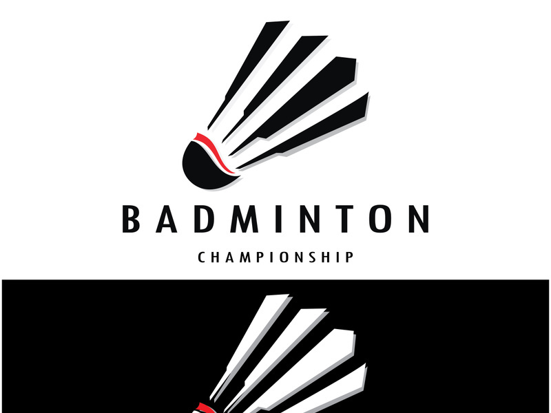 Modern Badminton logo design with Dynamic Shuttlecock and Racket, for championship, sport, sports shop, badminton school, business, company, tournament