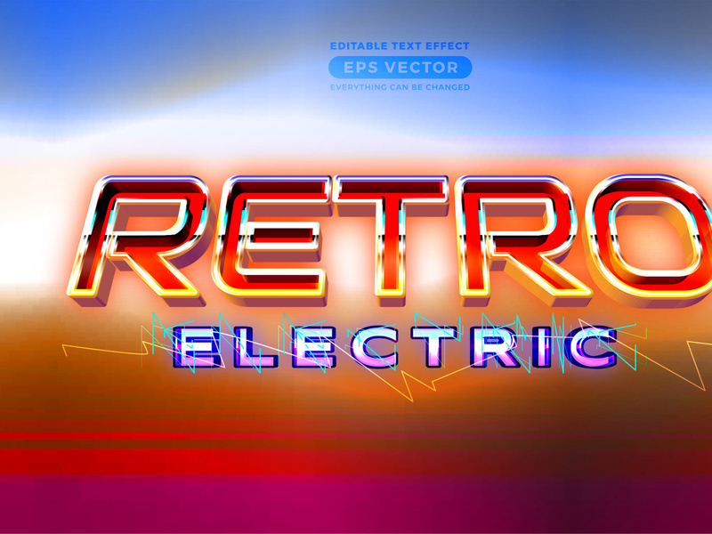 Retro electric editable text effect style with vibrant theme concept for trendy flyer, poster and banner template promotion
