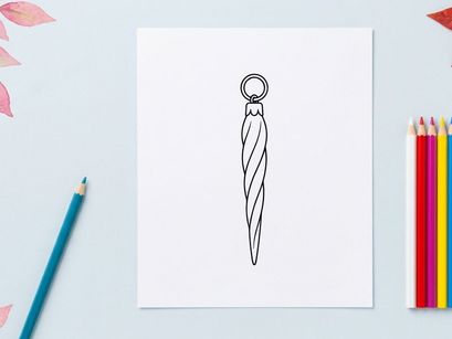 Christmas icicle ornament line art illustration, festive holiday decoration vector icon.