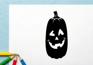 Abóbora de Halloween com rosto esculpido para decoração de outono