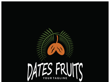 Date palm fruit plant logo design with leaves,seeds and date palm tree isolated background exotic organic plant. preview picture