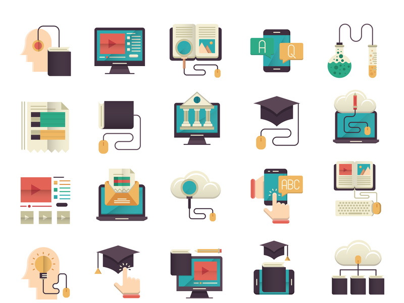 Online education icons set
