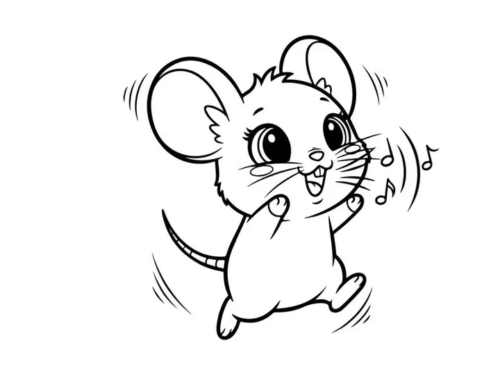 Cute mouse dancing joyfully vector illustration