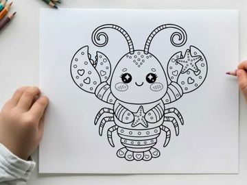 Cute robot crab with hearts vector illustration flat design preview picture