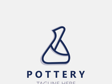 Pottery logo design handmade, creative traditional mug craft sign concept inspiration nature workshop