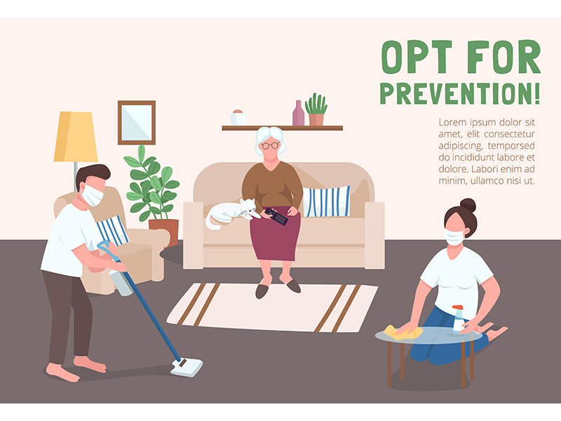 OPT for prevention poster flat vector template