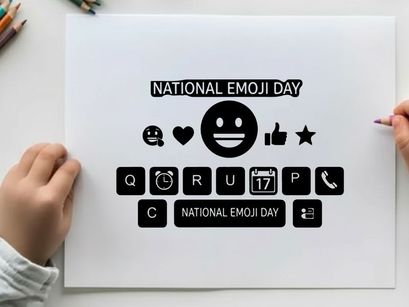 national emoji day celebration flat design vector illustration