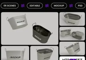 Oval Metal Bucket Mockup