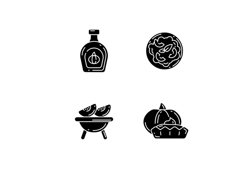 Homemade food black glyph icons set on white space