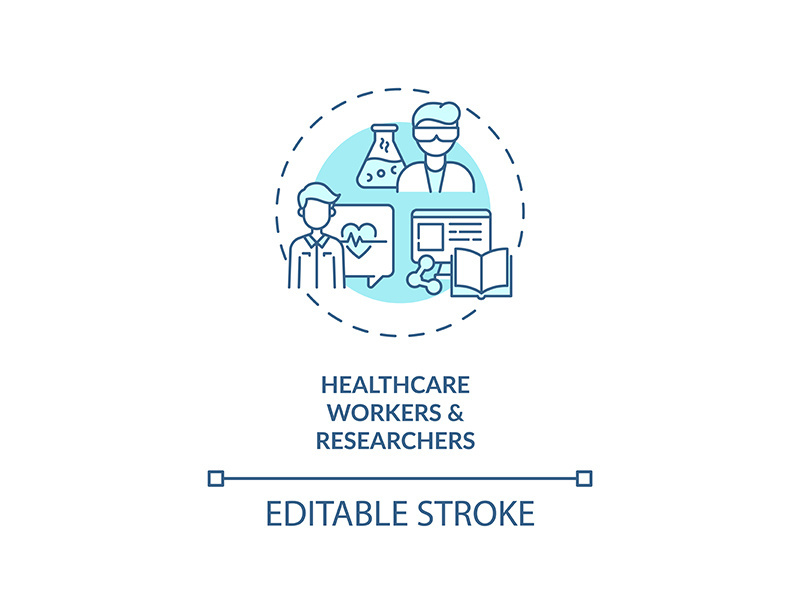 Healthcare workers and researchers concept icon