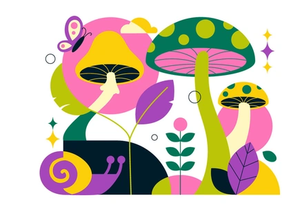 10 Mushrooms Vector Illustration