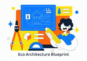 10 Eco Architecture Blueprint Illustration