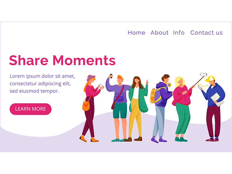Share moments landing page vector template