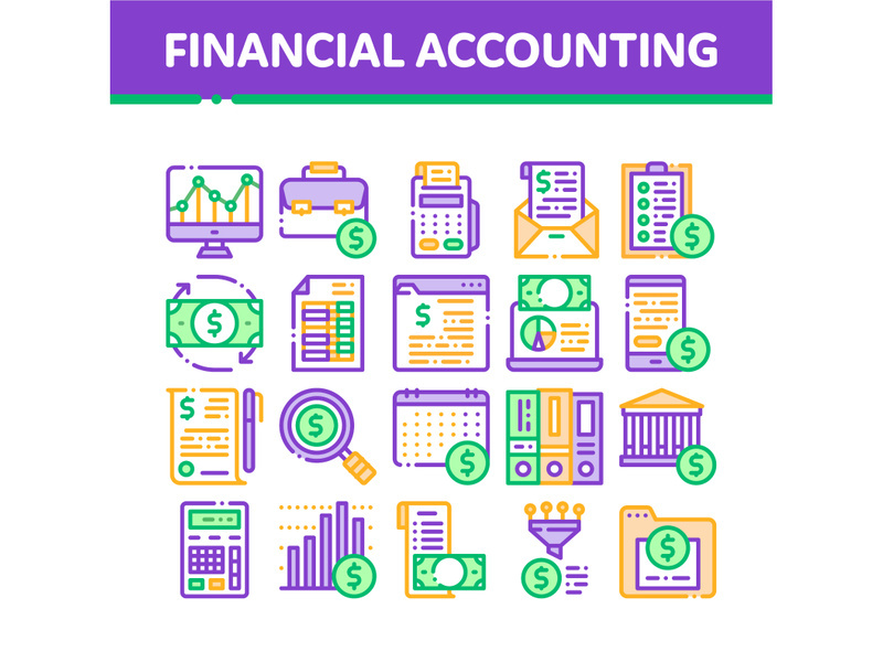 Financial Accounting Collection Vector Icons Set