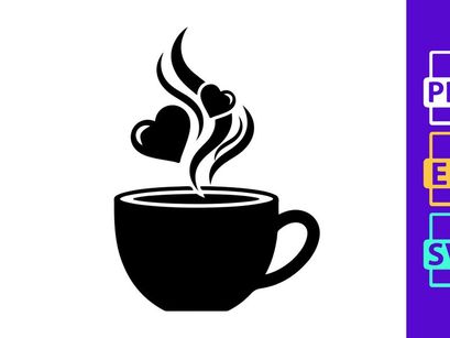 Steaming coffee cup with love heart foam art minimal design