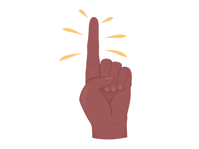 Exclamation semi flat color vector hand gesture