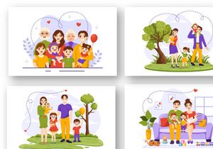 12 Family Values Vector Illustration