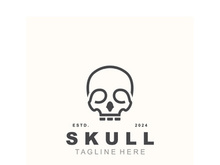 Skull skeleton logo vintage template idea on white background