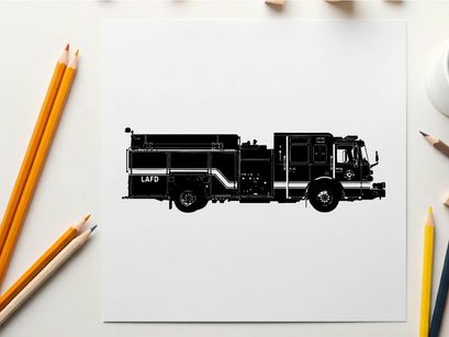 Silhouette of a fire truck vehicle emergency response