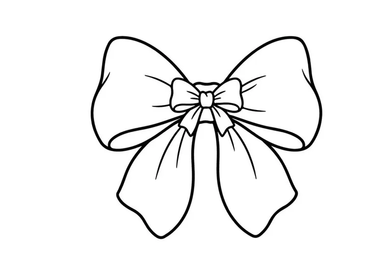 Decorative Christmas gift bow line art illustration for holiday greeting card design