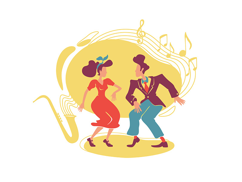 Swing jazz party 2D vector web banner, poster