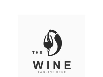Wine drink Vintage logo label with glass or beer premium, bars, clubs, cafes company preview picture