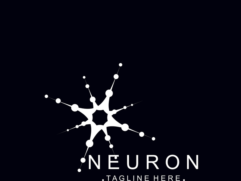 Neuron logo or nerve cell healthy abstract molecule design template