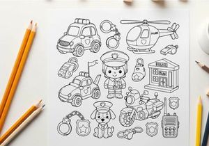 Police rescue team equipment vector illustration flat design