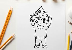 Happy child party hat celebration vector illustration