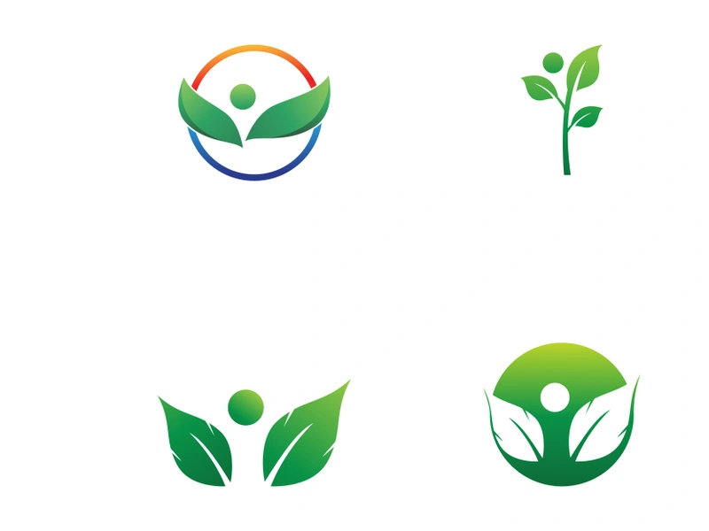 Green leaf logo. Vector design of gardens, plants and nature.