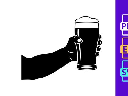 Cat drinking dark beer from glass mug vector illustration