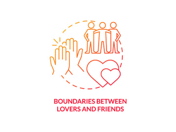 Boundaries between lovers and friends red gradient concept icon preview picture