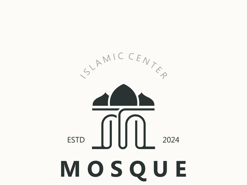 Mosque Logo design, simple islamic architecture, emblem symbol islamic center vector template