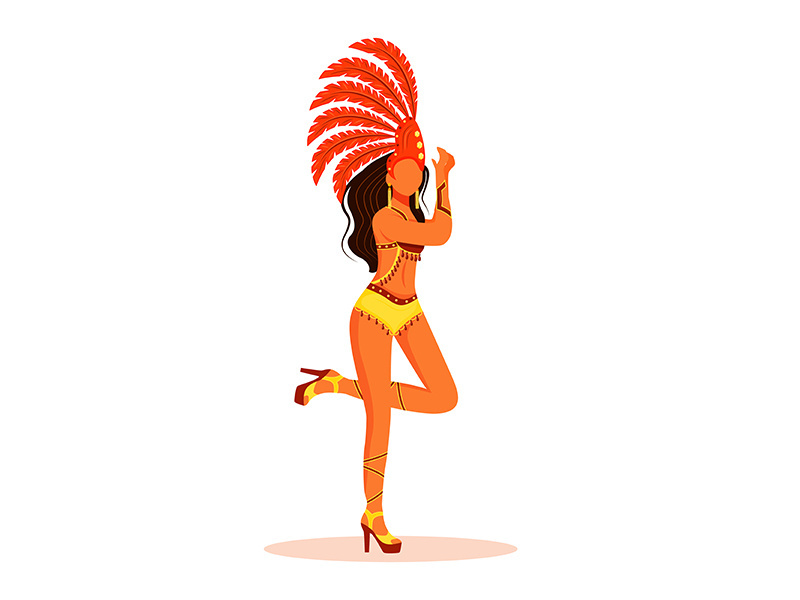 Brazil carnival performer flat color vector faceless character