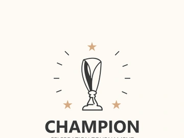 Modern trophy line art logo winner and championship cup design, minimalist simple element preview picture
