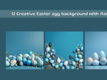 Creative Easter egg background with flowers preview picture
