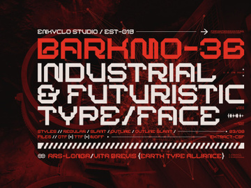 BARKMO-36 — Futuristic Mecha Font preview picture