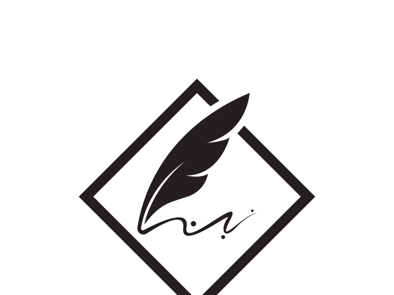 Feather quill design icon and logo illustration classic stationery