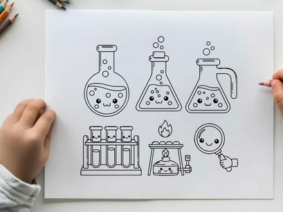 Science lab equipment vector illustration flat design