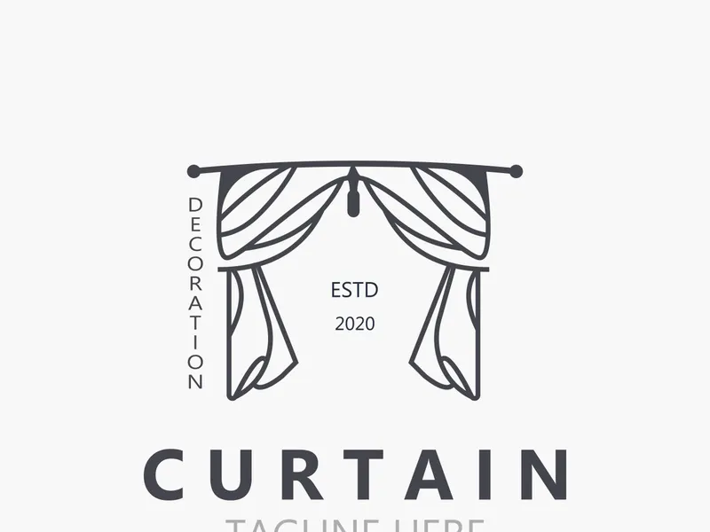 Curtain logo decoration style minimalist elegant vector design illustration