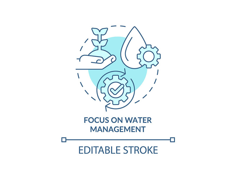 Focus on water management turquoise concept icon