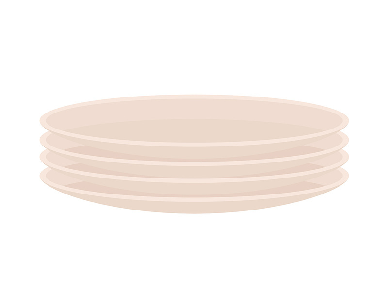 Pile of plates semi flat color vector object