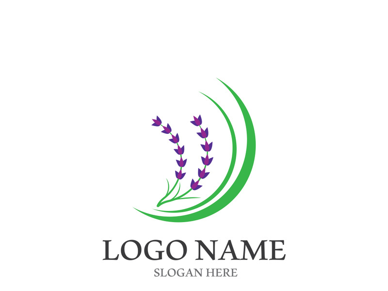Fresh lavender flower logo vector flat design