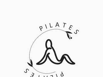 Abstract Pilates Logo, Yoga identity body balance vector monoline Design Template. wellness lifestyle preview picture