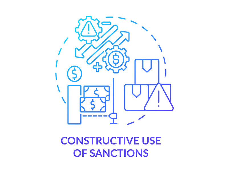 Constructive use of sanctions blue gradient concept icon