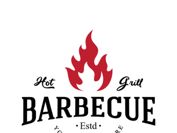 Simple Barbecue Vintage hot grill, with crossed flames and spatula. Logo for restaurant, badge, cafe and bar.vector preview picture