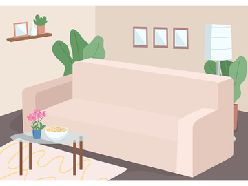 Couch for family leisure flat color vector illustration preview picture