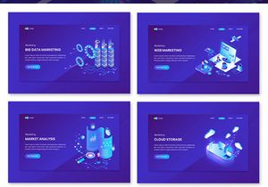 50 Vector Marketing Isometric Concept Landing Page